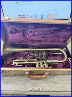Vintage F. E. OLDS & SON Ambassador Cornet + Case. Fullerton California 1950's