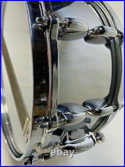 Vintage Gretsch drop G badge, 20 lug chrome over brass snare (model 4166)