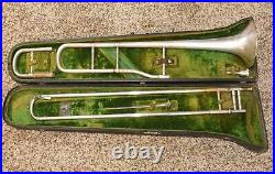 Vintage JW York & Sons Silver-Plate Professional Trombone with Case 100 Year Old