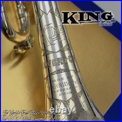 Vintage King HN White Silver Tone Liberty Trumpet Art Deco Engraving Amazing