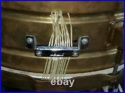Vintage Leedy Elite Snare Drum 1920s Nobby Gold over Brass
