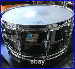 Vintage Ludwig Black Beauty 6.5x14 Blue & Olive Badge Snare Drum
