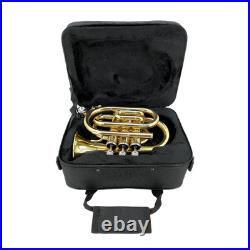 Vintage Royal Brass Golden Finish Pocket Trumpet Bugle Flugel Horn Trumpet