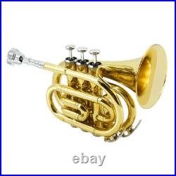Vintage Royal Brass Golden Finish Pocket Trumpet Bugle Flugel Horn Trumpet