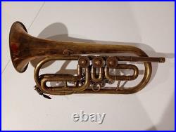 Vintage Russian/Soviet Rotary Valve Brass Finish Trumpet Coronet