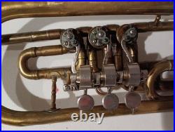 Vintage Russian/Soviet Rotary Valve Brass Finish Trumpet Coronet