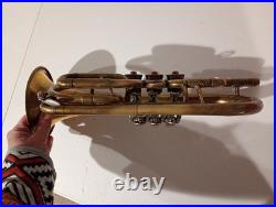 Vintage Russian/Soviet Rotary Valve Brass Finish Trumpet Coronet