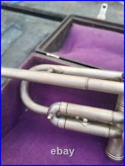 Vintage Silver Farny Trumpet With Carrying Case