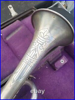 Vintage Silver Farny Trumpet With Carrying Case