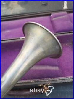 Vintage Silver Farny Trumpet With Carrying Case