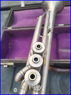 Vintage Silver Farny Trumpet With Carrying Case