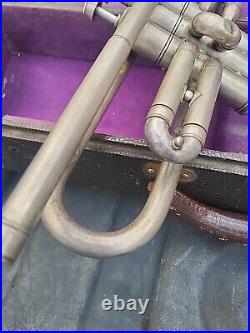 Vintage Silver Farny Trumpet With Carrying Case