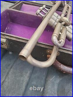 Vintage Silver Farny Trumpet With Carrying Case