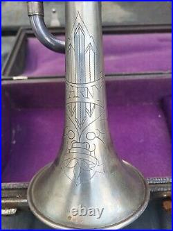 Vintage Silver Farny Trumpet With Carrying Case