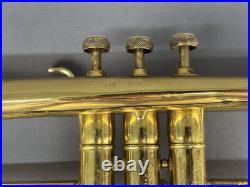 Vtg 1910s Brass Stencil Trumpet, Buescher True Tone Mother of Pearl, American