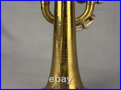 Vtg 1910s Brass Stencil Trumpet, Buescher True Tone Mother of Pearl, American