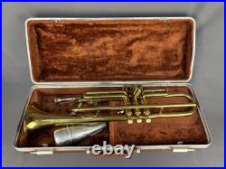 Vtg 1910s Brass Stencil Trumpet, Buescher True Tone Mother of Pearl, American