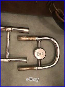 Vtg Bach Stradivarius Model 12 Silver Jazz Slide Trombone w Bach Case