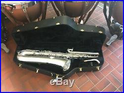Wonderful Buescher Bass Saxophone, 100% Original Silver, No Dents, All New Pads